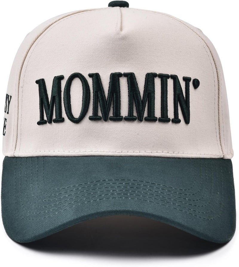 Abdkw Mommin Trucker Hat | Vintage Two-Tone Women's Baseball Cap,with Mommin Embroidery Ponytail Fit,Outdoor and Daily Use - Image 1